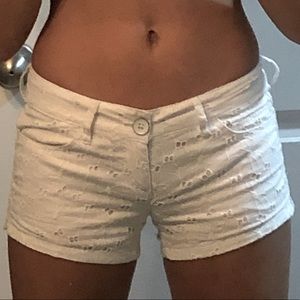 white floral print shorts